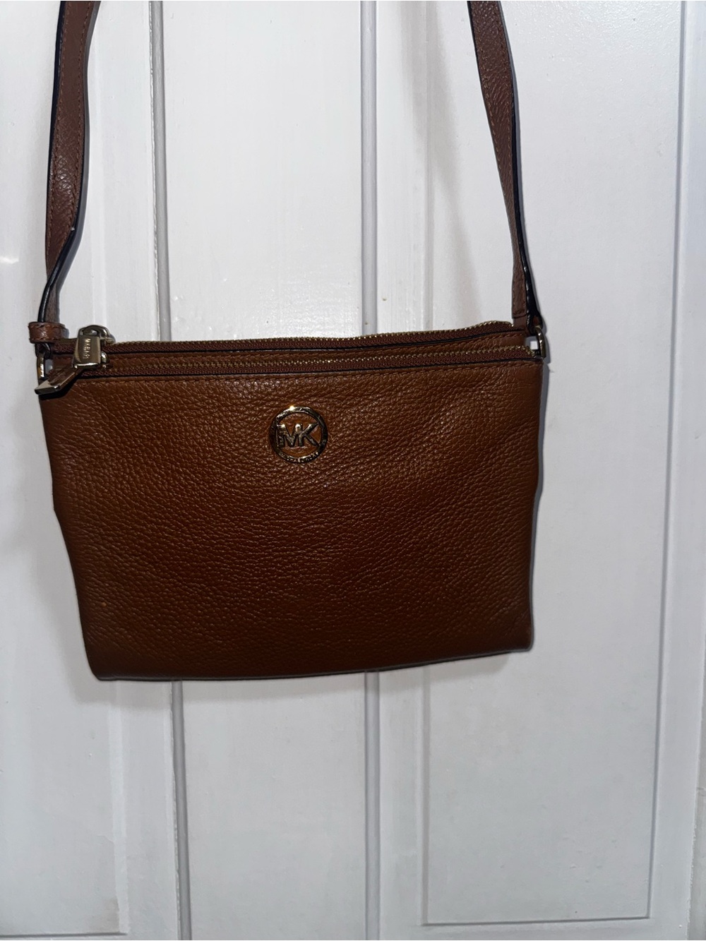 Michael Kors Cognac Pebbled Leather Crossbody Bag